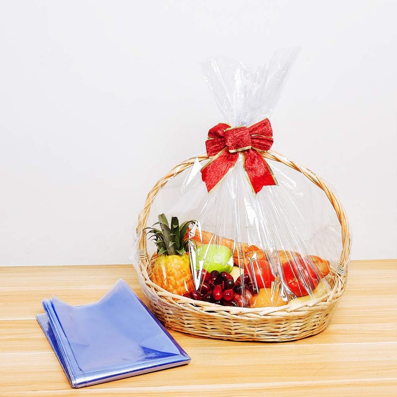 LazyMe Christmas Basket Cellophane Shrink Bags, 24x30 inch, Shrink Wrap Bags Large, Clear (5Pcs) - Image 5
